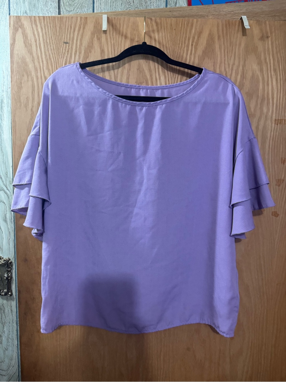 Lavender Ruffle Sleeve Women's Top